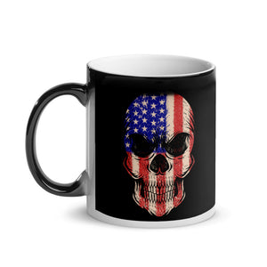 'American Flag Skull' Glossy Magic Mug