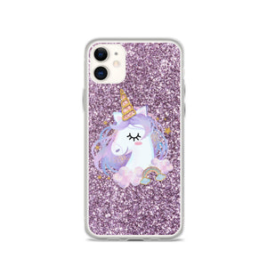 'Purple Pastel Glitter Unicorn' iPhone Case