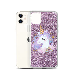 'Purple Pastel Glitter Unicorn' iPhone Case