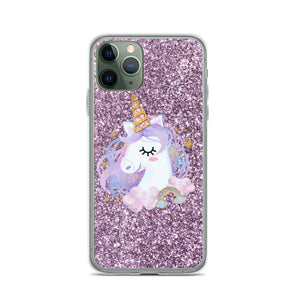 'Purple Pastel Glitter Unicorn' iPhone Case