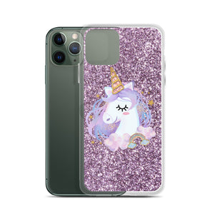 'Purple Pastel Glitter Unicorn' iPhone Case