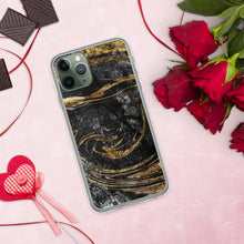 Load image into Gallery viewer, &#39;Black &amp; Gold Marble Print&#39; iPhone Case
