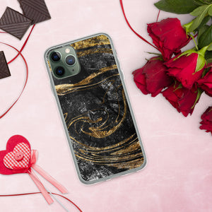 'Black & Gold Marble Print' iPhone Case