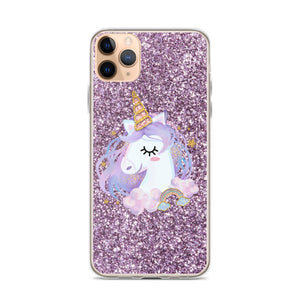 'Purple Pastel Glitter Unicorn' iPhone Case