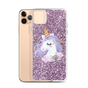 'Purple Pastel Glitter Unicorn' iPhone Case