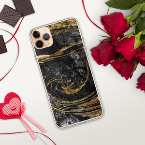 'Black & Gold Marble Print' iPhone Case