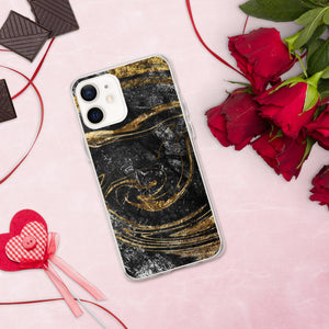 'Black & Gold Marble Print' iPhone Case