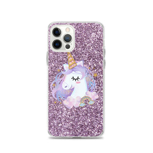 'Purple Pastel Glitter Unicorn' iPhone Case