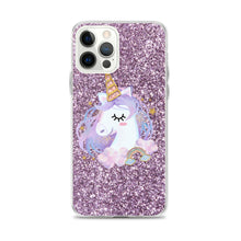 Load image into Gallery viewer, &#39;Purple Pastel Glitter Unicorn&#39; iPhone Case
