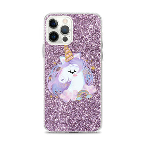 'Purple Pastel Glitter Unicorn' iPhone Case