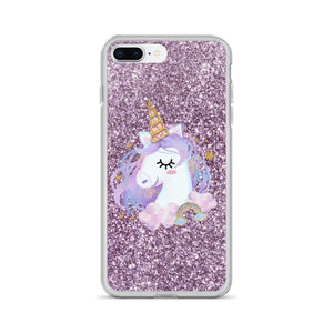 'Purple Pastel Glitter Unicorn' iPhone Case