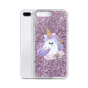 'Purple Pastel Glitter Unicorn' iPhone Case