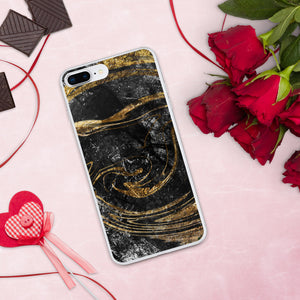 'Black & Gold Marble Print' iPhone Case