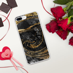 'Black & Gold Marble Print' iPhone Case