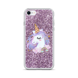 'Purple Pastel Glitter Unicorn' iPhone Case