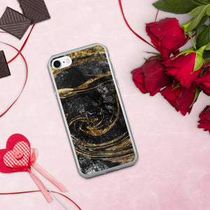 'Black & Gold Marble Print' iPhone Case