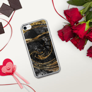 'Black & Gold Marble Print' iPhone Case