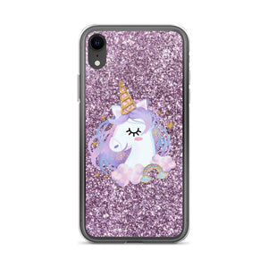 'Purple Pastel Glitter Unicorn' iPhone Case