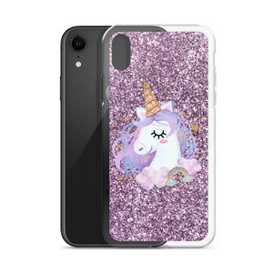 'Purple Pastel Glitter Unicorn' iPhone Case