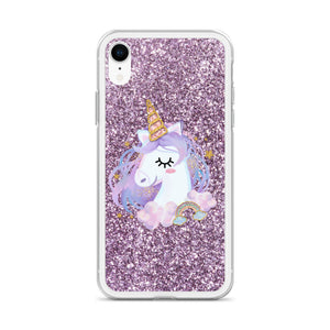 'Purple Pastel Glitter Unicorn' iPhone Case