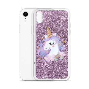 'Purple Pastel Glitter Unicorn' iPhone Case