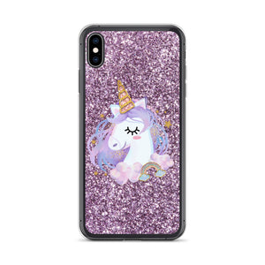 'Purple Pastel Glitter Unicorn' iPhone Case