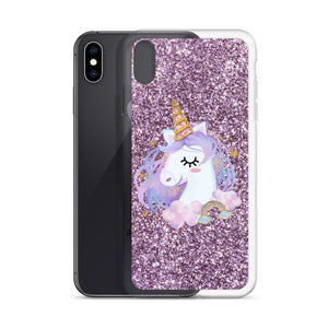 'Purple Pastel Glitter Unicorn' iPhone Case