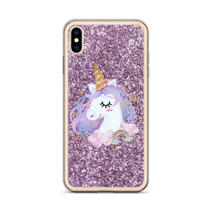 'Purple Pastel Glitter Unicorn' iPhone Case