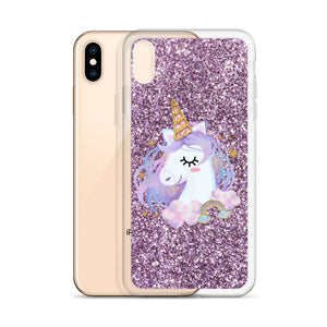 'Purple Pastel Glitter Unicorn' iPhone Case