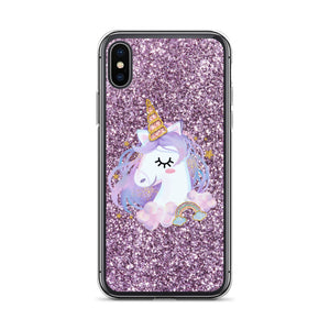 'Purple Pastel Glitter Unicorn' iPhone Case