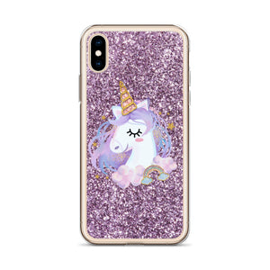 'Purple Pastel Glitter Unicorn' iPhone Case