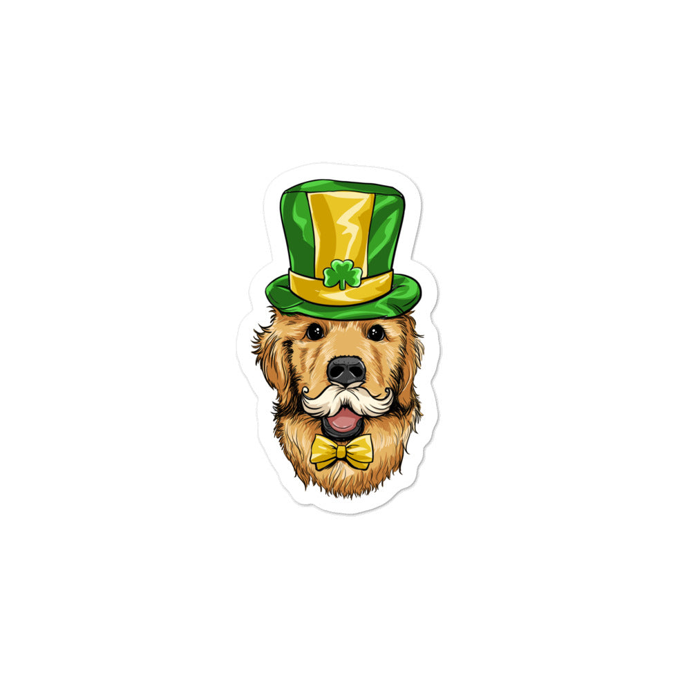 'Golden Retriever Dog St. Patrick's Day Outfit' Bubble-free stickers