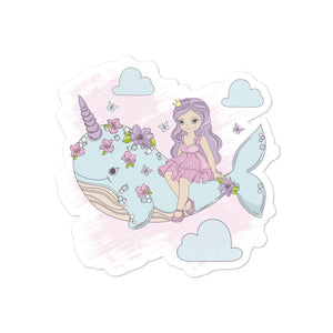 'Unicorn Whale Princess' Bubble-free stickers