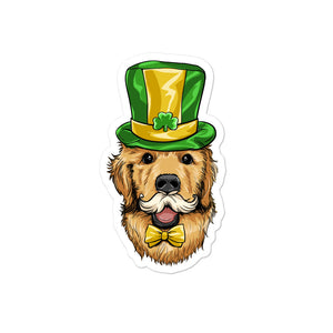 'Golden Retriever Dog St. Patrick's Day Outfit' Bubble-free stickers