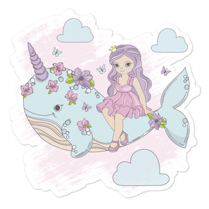 'Unicorn Whale Princess' Bubble-free stickers