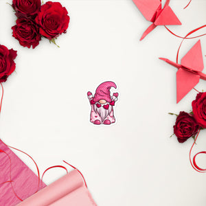 'Pretty In Pink Heart Gnome' Bubble-Free Stickers