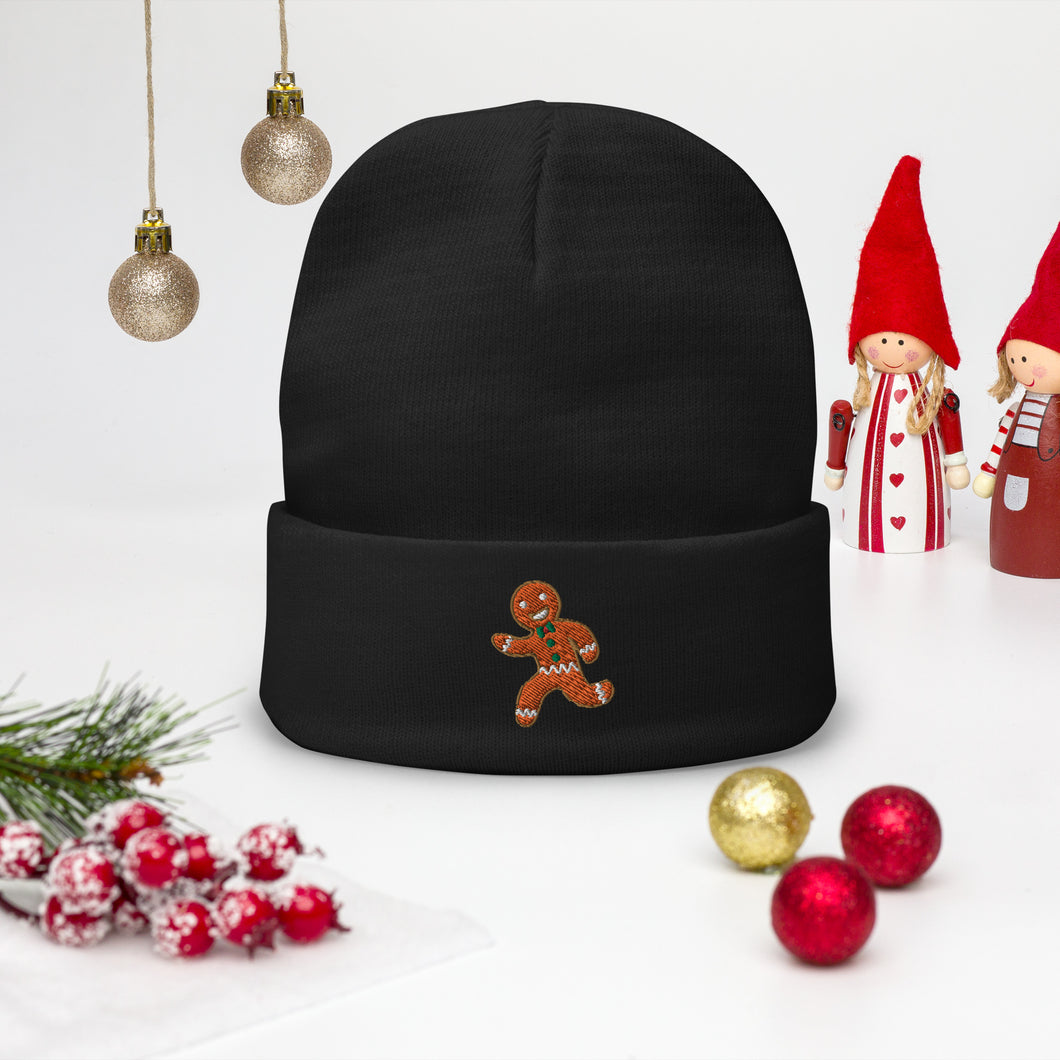 Gingerbread Embroidered Beanie