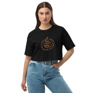 'Happy Pumpkin Spice Season' Pumpkin Loose Drop Shoulder Crop Top