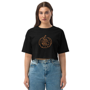 'Happy Pumpkin Spice Season' Pumpkin Loose Drop Shoulder Crop Top