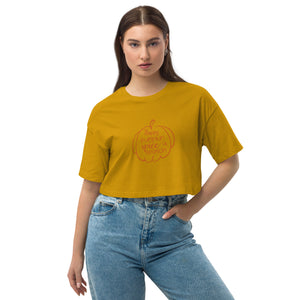 'Happy Pumpkin Spice Season' Pumpkin Loose Drop Shoulder Crop Top