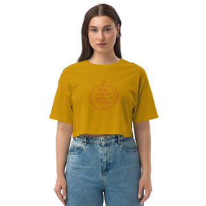 'Happy Pumpkin Spice Season' Pumpkin Loose Drop Shoulder Crop Top