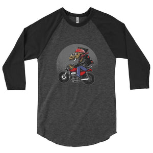 'Motorcycle Hog' Made In USA unisex 3/4 sleeve raglan shirt