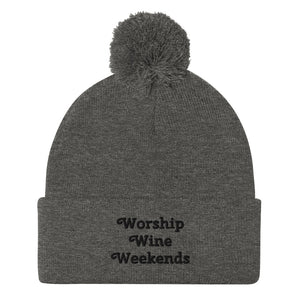 'Worship Wine Weekends' Pom-Pom Beanie