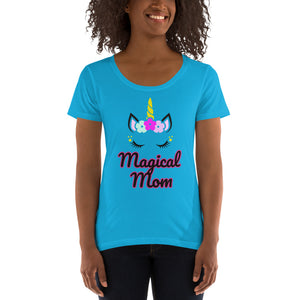 'Magical Mom' Ladies' Unicorn Scoop Neck Tee