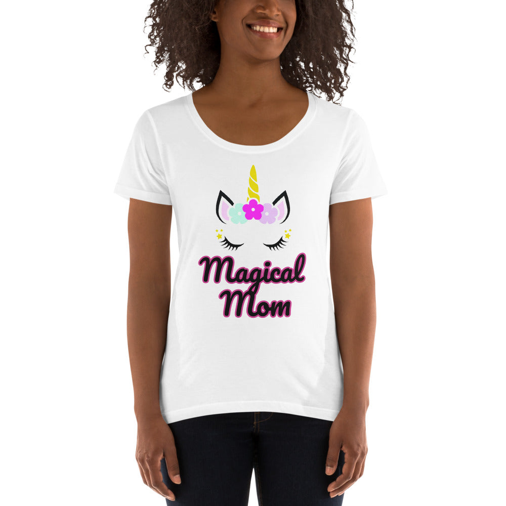 'Magical Mom' Ladies' Unicorn Scoop Neck Tee