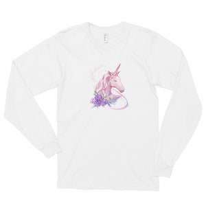 'Pink Unicorn' Adult Unisex Long Sleeve T-Shirt Made In USA