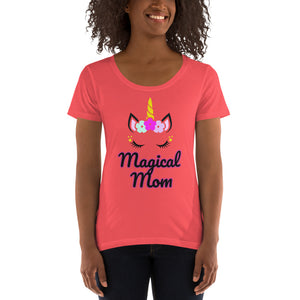 'Magical Mom' Ladies' Unicorn Scoop Neck Tee