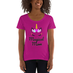 'Magical Mom' Ladies' Unicorn Scoop Neck Tee