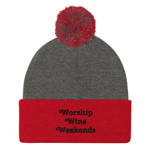 'Worship Wine Weekends' Pom-Pom Beanie