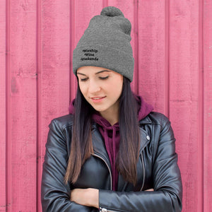 'Worship Wine Weekends' Pom-Pom Beanie